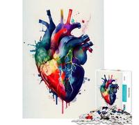 Puzzle da 1000 pezzi per adulti cuore umano ad acquerello gioco impossibile gioco educativo sfida giocattolo idee regalo apprendimento educativo (dimensioni 38x26cm)