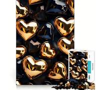 Puzzle da 1000 pezzi per adulti,cuori neri e oro,intagli precisi,gioco di logica,regalo per momenti di relax,regalo di compleanno divertente (38x52cm)