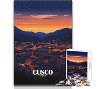 Puzzle da 1000 pezzi per adulti Cusco, Perù al calar della notte, gioco educativo per famiglie, ma anche regalo di compleanno divertente e umoristico, dimensioni 50x75cm