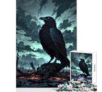 Puzzle da 1000 pezzi per adulti Custode delle anime perdute︰ Corvo dagli occhi azzurri Giocattoli antistress Ottimi regali e giocattoli Giochi rilassanti Ogni pezzo è unico - Dimensioni 38x26cm
