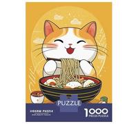 Puzzle Da 1000 Pezzi Per Adulti Cute Cat Eating Ramen Puzzle Gioco Rompicapo Regalo Per Donne Difficile E Stimolante 52x38cm/1000pcs