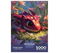 Puzzle Da 1000 Pezzi Per Adulti Cute Red Dragon in Flower Meadow Puzzle Gioco Per Famiglie Decorazione Murale Regali Unici Per Compleanno E Natale 52x38cm/1000pcs