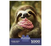 Puzzle Da 1000 Pezzi Per Adulti Cute Sloth with Cupcake Puzzle Per Adulti Gioco Pratico Difficile Difficile Unico Compleanno E Regali 70x50cm/1000pcs