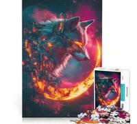 Puzzle da 1000 pezzi per adulti Cyber Wolf e Crescent Moon, gioco per famiglie, divertente e umoristico, sfida unica 38x52cm