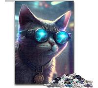 Puzzle da 1000 pezzi per adulti, Cyberpunk Cat, ideale come regalo di compleanno o per le feste, gioco da tavolo (dimensioni 50x75cm)