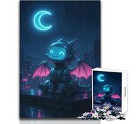 Puzzle da 1000 pezzi per adulti Cyberpunk Dragon Under The Neon Moon Accogliente e rilassante divertimento per il tempo libero senza soluzione di continuità Giocattolo ad alta precisione 38x26cm