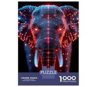 Puzzle Da 1000 Pezzi Per Adulti Cyberpunk Elephant with Glowing Lights Puzzle Giochi Rilassanti Decorazione Per La Casa Regali Unici Per Compleanno E Natale 52x38cm/1000pcs