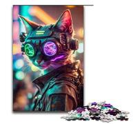 Puzzle da 1000 pezzi per adulti Cyberpunk Techno Cat giocattolo educativo intellettuale decomprimente idee regalo 75x50 cm