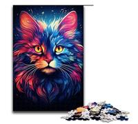 Puzzle da 1000 pezzi per adulti da colorare raffigurante un gatto psichedelico giocattolo educativo intellettuale idee regalo 75x50 cm