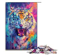Puzzle da 1000 pezzi per adulti da colorare raffigurante una tigre attività per la famiglia gioco antistress sfida difficile 75x50 cm.
