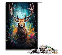 Puzzle da 1000 pezzi per adulti da dipingere con cervi magici colorati per bambini in legno gioco educativo per adulti 75x50 cm