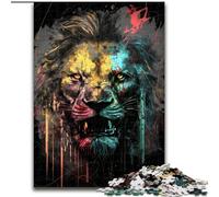 Puzzle da 1000 pezzi per adulti, da dipingere con leoni in legno, perfetto come decorazione fai da te o regalo di compleanno, 50x75cm, rompicapo stimolante, giocattolo rilassante per adolescenti