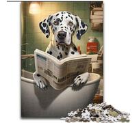 Puzzle da 1000 pezzi per adulti dalmata che legge il giornale in legno,per adolescenti e divertimento in famiglia - Gioco rompicapo fai da te 50x75cm,regalo per festa di compleanno per uomini e donne