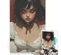 Puzzle da 1000 pezzi per adulti Dark Innocence Giovane donna fiera in abito bianco gotico, giochi per famiglie, passatempo per le vacanze a casa, regali unici per compleanno e Natale 38x26cm