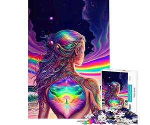 Puzzle da 1000 pezzi per adulti Dea della Spiaggia Arcobaleno Impegnativo da completare Perfetto per le vacanze a casa Antistress Adatto a persone dai 14 anni in su (38x26cm)