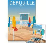 Puzzle da 1000 pezzi per adulti Deauville The Beach Print Fine Joint Fun Smart Challenge Fun Quiet Game Time Birthday Hobby Gift (38x26cm)
