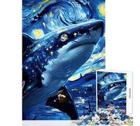 Puzzle da 1000 pezzi per adulti decorazione da parete con squalo nella notte stellata ottimo regalo per i giochi pratico gioco lista dei desideri con Babbo Natale dimensioni 38x26cm