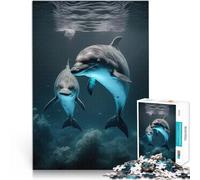 Puzzle da 1000 pezzi per adulti delfini che nuotano Giocattolo educativo intellettuale decomprimente Migliorare l'amore tra le coppie 38x26cm