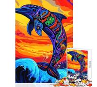 Puzzle da 1000 pezzi per adulti delfini che saltano onde dell'oceano giocattoli fai da te fantastici regali e giocattoli giochi rilassanti per migliorare l'amore tra coppie dimensioni 38x26cm