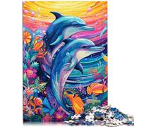 Puzzle da 1000 pezzi per adulti delfini colorati come puzzle regalo sfida per l'intelligenza cerebrale per bambini dai 14 anni in su, 26 x 38 cm