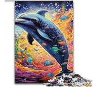 Puzzle da 1000 pezzi per adulti, delfini colorati, puzzle impegnativi, dimensioni 50x75cm per adolescenti, serata di giochi in famiglia, idea regalo stimolante per la mente