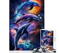 Puzzle da 1000 pezzi per adulti Delfini nello spazio Decorazione per la casa Giocattoli Regali di Babbo Natale segreto Gioco per famiglie Aiuta il cervello Esercizio Dimensioni 38x52cm