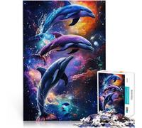 Puzzle da 1000 pezzi per adulti Delfini nello spazio Giocattolo educativo intellettuale decomprimente Regalo di compleanno, regali, arte murale 75x50cm