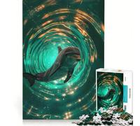 Puzzle da 1000 pezzi per adulti: Delfino attraverso un tunnel verde, gioco interattivo, attività per tutta la famiglia, ideale come regalo per tutta la famiglia 38x52cm