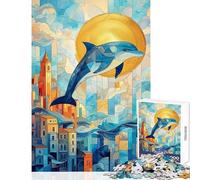Puzzle da 1000 pezzi per adulti: Delfino che salta sopra la città Puzzle da 1000 pezzi gioco rompicapo ottimo regalo e giocattolo Difficile (50x75cm)