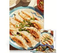 Puzzle da 1000 pezzi per adulti: deliziosi ravioli con salsa e bacchette,decorazione a incastro,esercizio mentale,divertente gioco di pace,regalo festivo per il tempo libero (38x52cm)