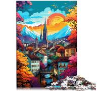 Puzzle da 1000 pezzi per adulti della città vecchia di Zurigo, decorazione da parete, regalo di compleanno per adolescenti dai 14 anni in su, 26 x 38 cm