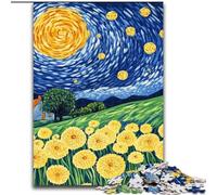 Puzzle da 1000 pezzi per adulti "Dente di leone sotto il cielo notturno" in legno,regalo per uomini e donne,per tutti i giorni e per occasioni speciali,50X75cm per compleanni,feste e occasioni