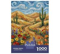Puzzle Da 1000 Pezzi Per Adulti Desert Landscape with Wildflowers And Saguaro Cacti Puzzle Gioco Rompicapo Decorazione Da Parete Regali Unici Per Compleanno E Natale 70x50cm/1000pcs