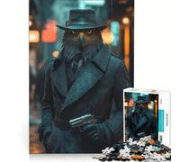 Puzzle da 1000 pezzi per adulti: Detective dalla testa d'aquila sotto la pioggia, giocattolo educativo, divertente e umoristico, ideale per rafforzare il legame di coppia 38x26cm