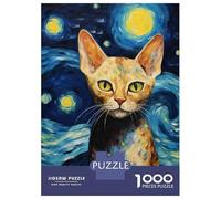 Puzzle Da 1000 Pezzi Per Adulti Devon Rex Cat Van Gogh Puzzle Per Adolescenti Gioco Rompicapo Decorazione Per La Casa È Ideale Come Regalo 38x26cm/1000pcs