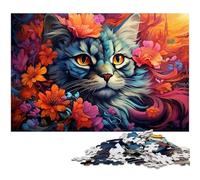 Puzzle da 1000 pezzi per adulti di Colorful Psychedelic Cat Flower Puzzle per adulti gioco educativo di puzzle di carta da 1000 pezzi (38x26 cm)