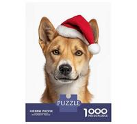 Puzzle Da 1000 Pezzi Per Adulti Dingo with Santa Hat Portrait Puzzle Per Adulti Gioco Rompicapo Difficile Sfida Educativa Difficile 70x50cm/1000pcs