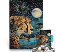 Puzzle da 1000 pezzi per adulti Dipingere a colori il ghepardo Per il divertimento in famiglia Regalo di compleanno, regali, arte murale 75x50cm