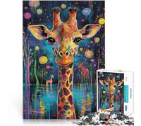Puzzle da 1000 pezzi per adulti Dipingere a colori la giraffa Fatto di cartone per età 14+ Gioco di famiglia per e Un'opera d'arte misurare:26x38cm/10.24 x 14.96pollice