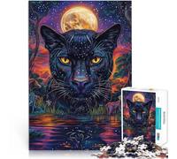 Puzzle da 1000 pezzi per adulti Dipingere a colori la pantera nera Fatto di cartone per età 14+ Difficile da completare ma divertente e umoristico regalo di compleanno misurare：38x52cm