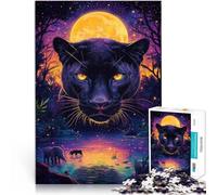 Puzzle da 1000 pezzi per adulti Dipingere a colori la pantera nera Fatto di legno per 14+ Antistress Vacanza a casa Uccidere il tempo Regalo divertente per la famiglia misurare:50x75cm