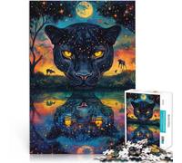 Puzzle da 1000 pezzi per adulti Dipingere a colori la pantera nera Rompicapo per con pezzi completamente interconnessi di forma casuale 75x50cm