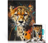 Puzzle da 1000 pezzi per adulti Dipingere il ghepardo Difficile da completare ma divertente e umoristico Decorazioni e regali unici per la casa 75x50cm