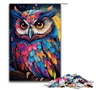 Puzzle da 1000 pezzi per adulti dipinto a forma di pianeta colorato gufo decorazione da parete compleanno e Natale 75x50 cm