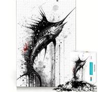 Puzzle da 1000 pezzi per adulti,dipinto a inchiostro nero di Marlin,con bordi perfetti,gioco stimolante per la mente,gioco di ozio,scena natalizia 50x75cm