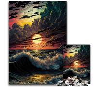 Puzzle da 1000 pezzi per adulti, dipinto a olio con tramonto sull'oceano, puzzle in cartone, gioco di sfida mentale per adolescenti e interazione familiare, 26X38cm/10,23x14,96 pollici
