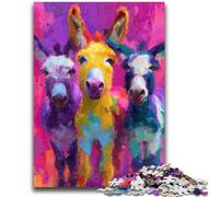 Puzzle da 1000 pezzi per adulti, dipinto a olio di asino, 1000 pezzi per adolescenti, giochi divertenti, decorazione da parete, regali unici per compleanno e Natale (38x26cm)