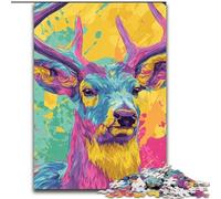 Puzzle da 1000 pezzi per adulti, dipinto a olio di un cervo, puzzle da 1000 pezzi per adulti, gioco interattivo per famiglie, rompicapo, giocattolo educativo (dimensioni 50x75cm)