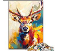 Puzzle da 1000 pezzi per adulti, dipinto a olio di un cervo, puzzle da 1000 pezzi per adulti, gioco interattivo per famiglie, rompicapo, giocattolo educativo (dimensioni 26x38cm)