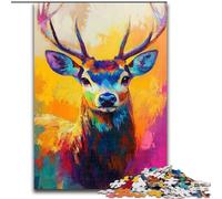 Puzzle da 1000 pezzi per adulti, dipinto a olio di un cervo, puzzle difficili per adulti 50X75CM, divertente serata di gioco in famiglia, opera d'arte decorativa fai da te